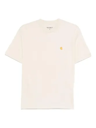 Carhartt Work in Progress Beige Crew Neck Logo T-Shirt