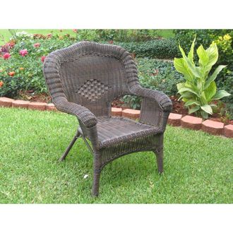 International Caravan Inc Camelback Resin Wicker Patio Chairs (Set of 2)