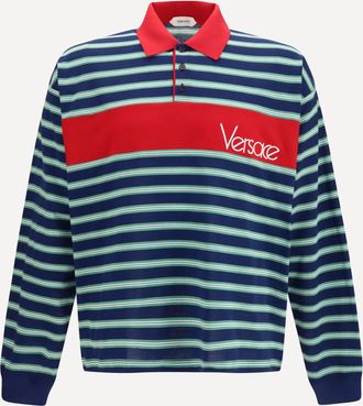Versace Polo in cotone a righe con intarsio Man XL