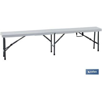cofan Banco Plegable Rectangular Blanco 180x25x43cm, Banco Plegable Rect&aacute;ngular En Color Blanco, Fabricado Con Materiales Resistentes Y Ligeros Para Eventos