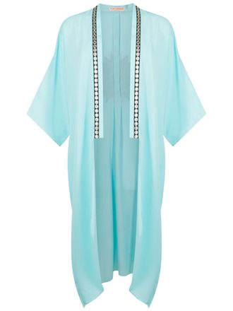 OLYMPIAH contrast-trim midi kimono - women - Polyester - One Size - Green