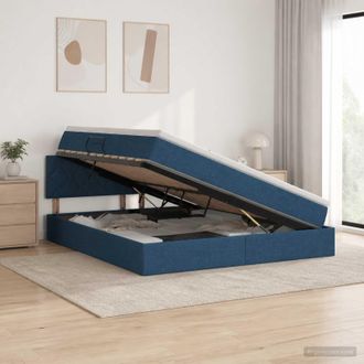 vidaXL Vidaxl Letto Con Contenitore E Materasso Blu 160 X 200 Cm Velluto