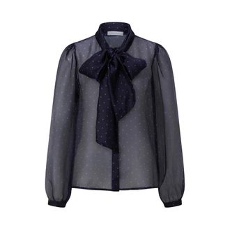 Rich & Royal Chiffon Blouse met Strik - Dames - Blouses - Blauw - M - Chiffon - Overhemden