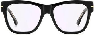 Victoria Beckham 53mm Square Optical Glasses in Black/Viol Sp at Nordstrom