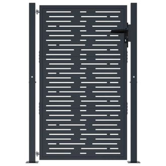 Berkfield Home Beautiful Garden Gate Anthracite 105x130 cm Steel Square Design in Dark Grey