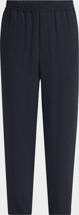 Giorgio Armani Men & apos;s Micro-Chevron Cupro and Viscose Pull-On Pants