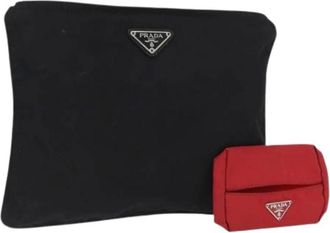 Prada Pre-owned Clutches, female, Black, Size: ONE SIZE Pre-owned Vintage Nylon Pouch