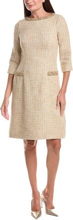 Teri Jon by Rickie Freeman Teri Jon By Rickie Freeman Metallic Boucle Elbow Sleeve Jewel Trim Dress
