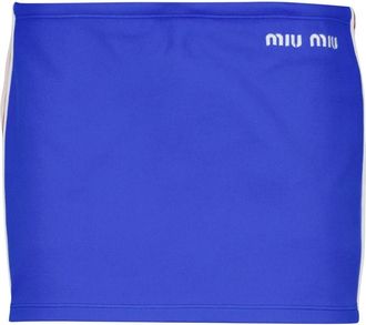 Miu Miu Logo Stripe Mini Rok - Dames - Korte rokken - Blauw - S - Rokken