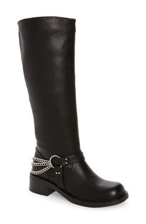 Azalea Wang Gardner Chain Detail Engineer Boot in Black at Nordstrom Rack, Size 6.5