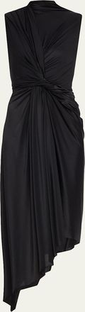 Balenciaga Melton Twisted Brushed Jersey Asymmetric Dress