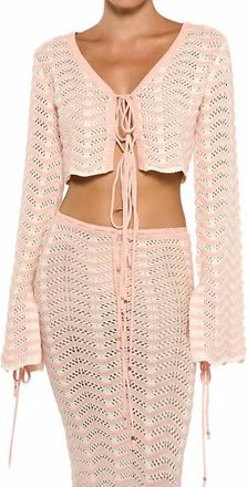 Bananhot Miana Cropped Shirt In Knitted Pink Stripes
