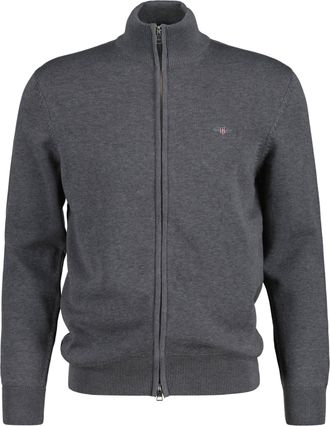 GANT Mens Casual Cotton Zip Cardigan - Grey - Size Large