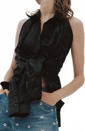 A.W.A.K.E. Deconstructed Halter Neck Shirt In Black