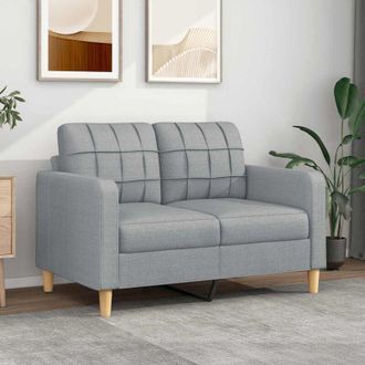 vidaXL Divano a 2 Posti Grigio Chiaro 120 cm in Tessuto - Vidaxl