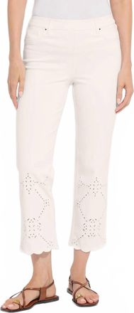 Lyss&eacute; Billie Eyelet Pull-On High Waist Crop Straight Leg Jeans In White