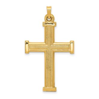 Diamond2Deal 14k Yellow Gold Hollow Latin Cross Pendant