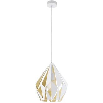 Eglo Eglo - Lampadario a Sospensione Vintage Carlton 1 Acciaio Bianco Oro 1 Luce E27