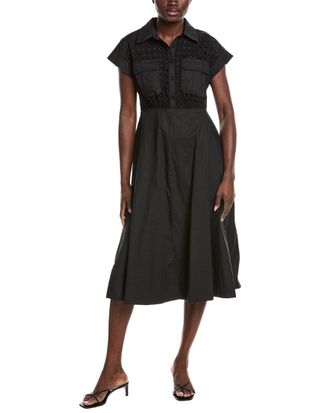 Gracia Eyelet Bodice Tie Waist Midi Dress