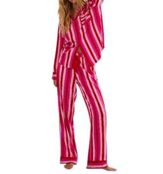 Beach Riot Livy & Connie Pajama Set In Pink & Red Stripe