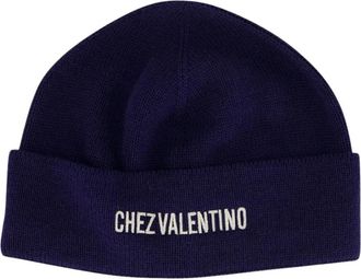 Valentino Garavani Chez Valentino Beanie - Heren - Hoeden - Blauw - ONE Size - Accessoires