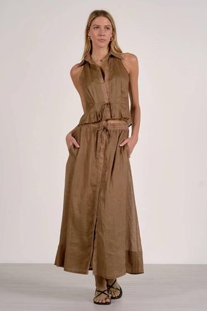 Elan Selene Maxi Skirt In Caramel