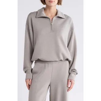 Zella Whisper Knit Half Zip Sweatshirt in Grey Earl at Nordstrom Rack, Size X-Small