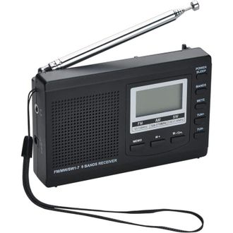 OEM Receptor De Radio Port&aacute;til Am/fm/sw1-7 De 9 Bandas Con Altavoz Y Auriculares. Excelente Recepci&oacute;n De Radio Digital Con Pantalla De 12/24 Horas, Retroi