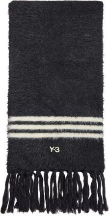 Yohji Yamamoto Stripes Sjaal - unisex - Wintersjaals - Zwart - ONE Size - Polyester - Accessoires