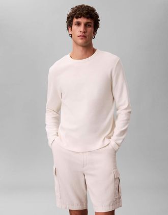 Calvin Klein Jeans T-shirt a maniche lunghe bianco sporco