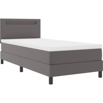 vidaXL Bed Frame with Mattress Grey 90 x 190 cm Faux leather vidaXL