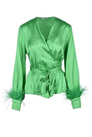 Motel Green Feathered Viscose Shirt