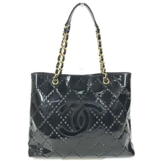 Chanel Black Leather Shoulder Bag Tote Bag (Pre-Owned)