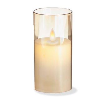 Tag Estella Amber Glass Hurricane with Flameless Candle Lantern in Brown at Nordstrom