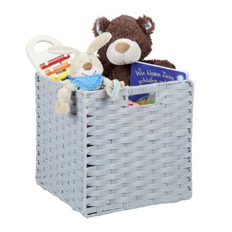 Relaxdays Relaxdays - 2 Cajas De Almacenaje, Cestos Cuadrados Para El Ba&ntilde;o O Habitaci&oacute;n Infantil, Efecto Trenzado, 31 X 32 X 30 Cm, Gris