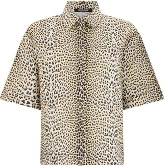 Roberto Cavalli Baby Jaguar Print Shirt - Dames - Overhemden - Geel - S - Katoen - Overhemden