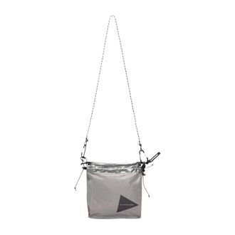 And Wander Cross Body Bags, male, Gray, Size: ONE SIZE Nylon Shoulder Bag with Logo