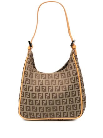 Fendi 2000-2010 Zucchino Canvas shoulder bag - women - Calf Leather/Canvas/Leather - One Size - Brown