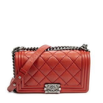 Chanel Pre-owned Womens Wild Stitch Boy Shoulder Bag - Red - One Size