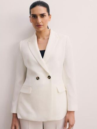 The Fold Knighton Clever Crepe Blazer in Ivory at Nordstrom, Size 12