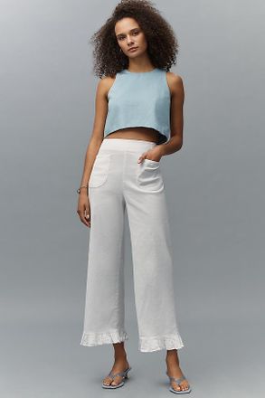 Maeve The Colette Magic Fabric Ruffle-Hem Crop Wide-Leg Pants by Maeve