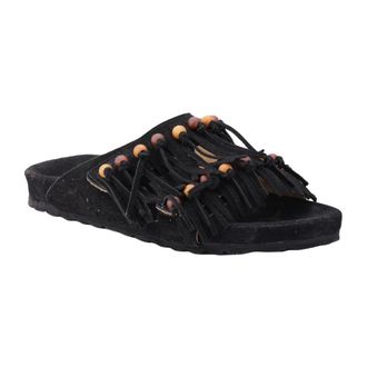 Taji Buckle Fringes Suede - Dames - Schoenen - Zwart - Maat: 39 EU Su&egrave;de