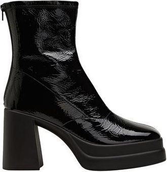 8 by YOOX PATENT SQUARE TOE ANKLE BOOTS