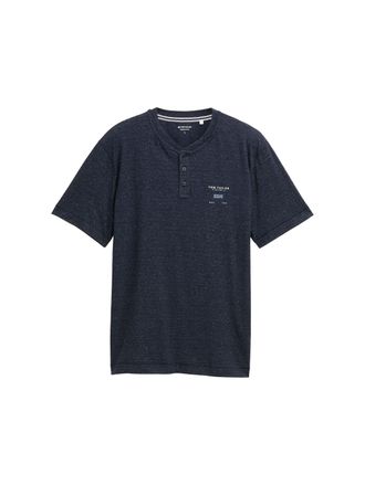 Tom Tailor Henleyshirt TOM TAILOR, Herren, Gr. M, navy multicolor nep, Jersey, Obermaterial: 83% Baumwolle, 17% Polyester, meliert, regular fit taillenbedeckt, R