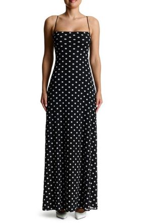 Naked Wardrobe Polka Dot Maxi Dress in Blk Wht Polka Dot at Nordstrom, Size X-Large