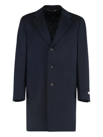 Canali front-button coat - men - Wool/Cupro - 50 - Blue