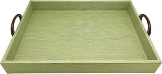 Mariposa Faux Grasscloth Tray in Green at Nordstrom