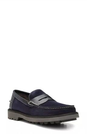 Donald J Pliner Mens Jimmy Suede Penny Loafer In Navy