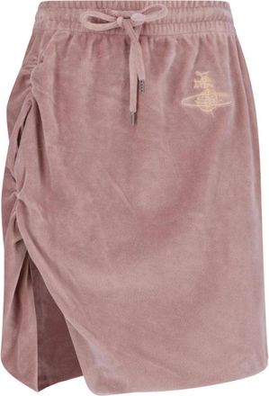 Vivienne Westwood Pink Ruched Drawstring Velvety Skirt