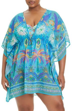 Bleu Rod Beattie Semisheer Cover-Up Caftan in Turq at Nordstrom, Size 1 X